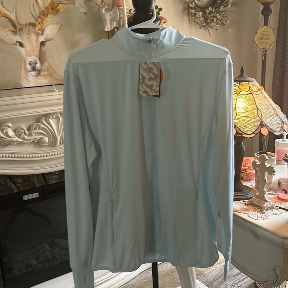 NWT lightweight powder blue athletic jacket